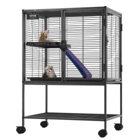 VEVOR 34" Metal Small Animal Cage 2-Tier Rolling Ferret Cage with Tray A Ramp