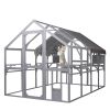 Super Large Cat Run House Outdoor,Luxury Cat Cage,Multiple Zones for Pets' Walking and Recreation in Wooden Catio Enclosure Patio with Bouncy Bridge,P