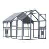 Outdoor Chicken Coop Enclosures 110" Large Kitten Playpen with Platforms,Upgrade Waterproof Cover-GREY