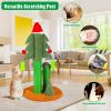 32'' Cat Scratching Post, Tall Christmas Tree Cat Scratcher with 3 Posts and Cute Dangling Teaser Balls, Natural Sisal Rope Cat Toys for Kitty and Adu