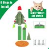 32'' Cat Scratching Post, Tall Christmas Tree Cat Scratcher with 3 Posts and Cute Dangling Teaser Balls, Natural Sisal Rope Cat Toys for Kitty and Adu