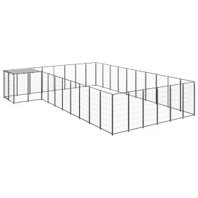 Dog Kennel Black 208.4 ftÂ² Steel (Color: Black)