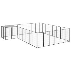 Dog Kennel Black 169.3 ftÂ² Steel (Color: Black)
